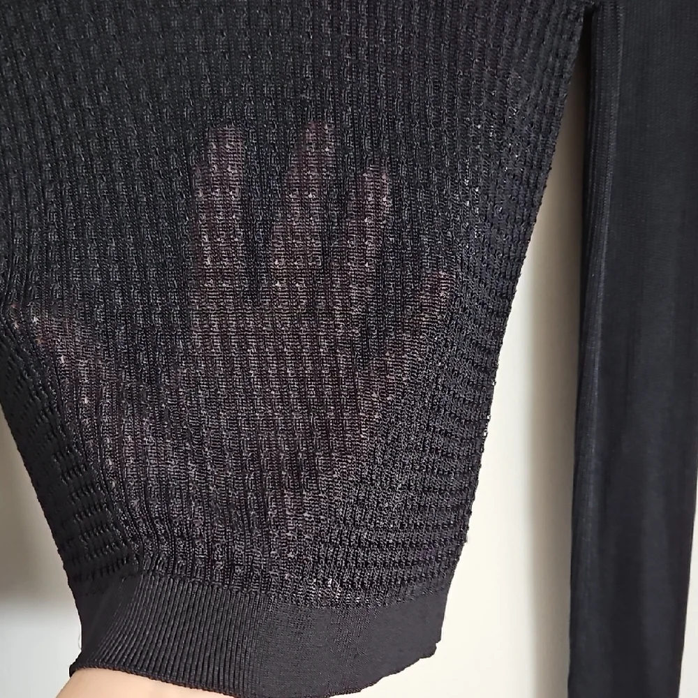 Free People H20 Black Mesh Crew Neck Pullover Medium